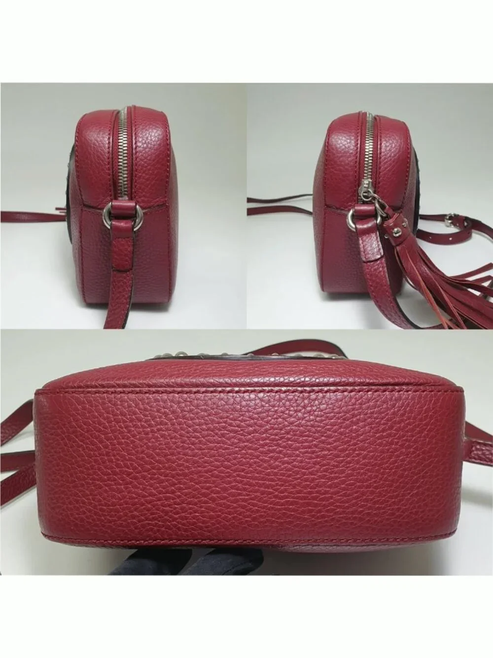 Authentic Gucci Soho Studded Red Leather Disco Crossbody Bag GG Logo - Picture 7 of 12